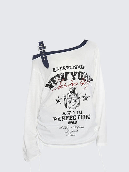 One Shoulder Drawstring Tee