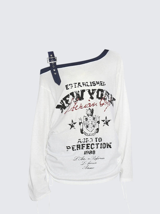 One Shoulder Drawstring Tee