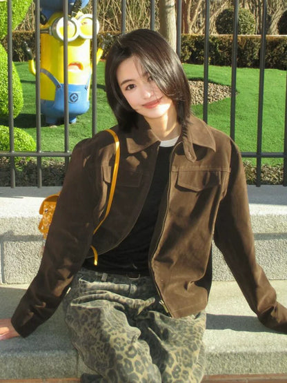 Vintage Suede Shoulder Jacket for Early Autumn