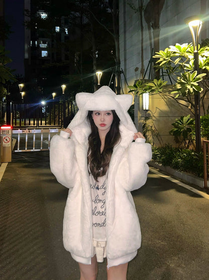 Kawaii Cat Ear Fleece Coat