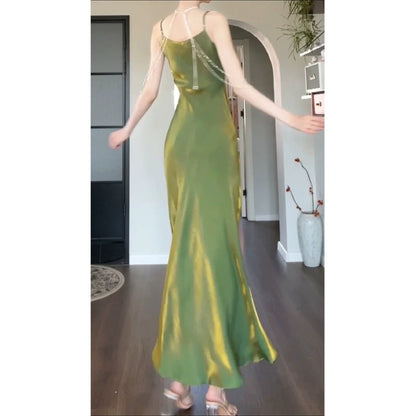 Mint Mambo French Spaghetti Gown Dress