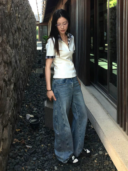 Half Zip White Polo Tee