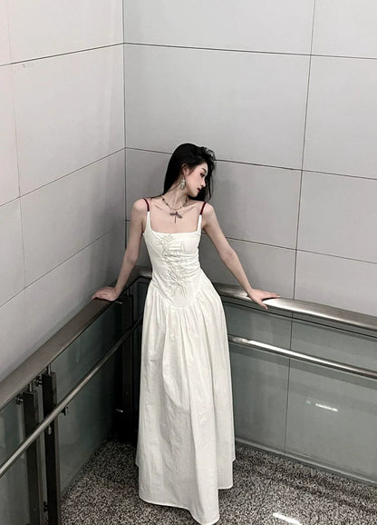 Chinese-Style Embroidery Cotton Backless Sundress