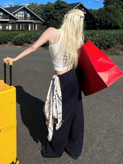 American Retro Baggy Sweatpants Autumn Casual Wide-Leg Lazy Fit Blade Pants