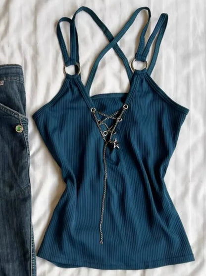 Blue Subculture Y2K E-girl Abi American Vintage Cutout Tank Top