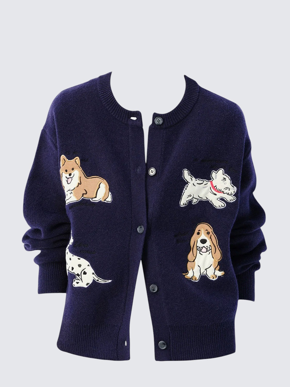 Purple Animal Embroidered Cardigan Women