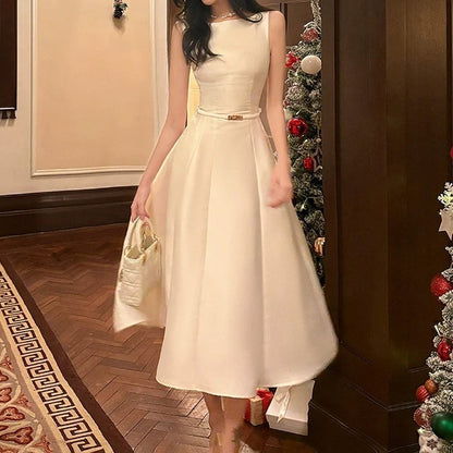 French Waist White Luxury Gown Dress