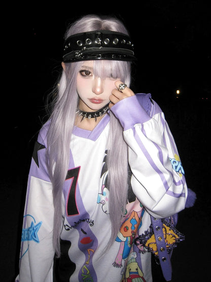 Y2K Purple V Neck Jersey