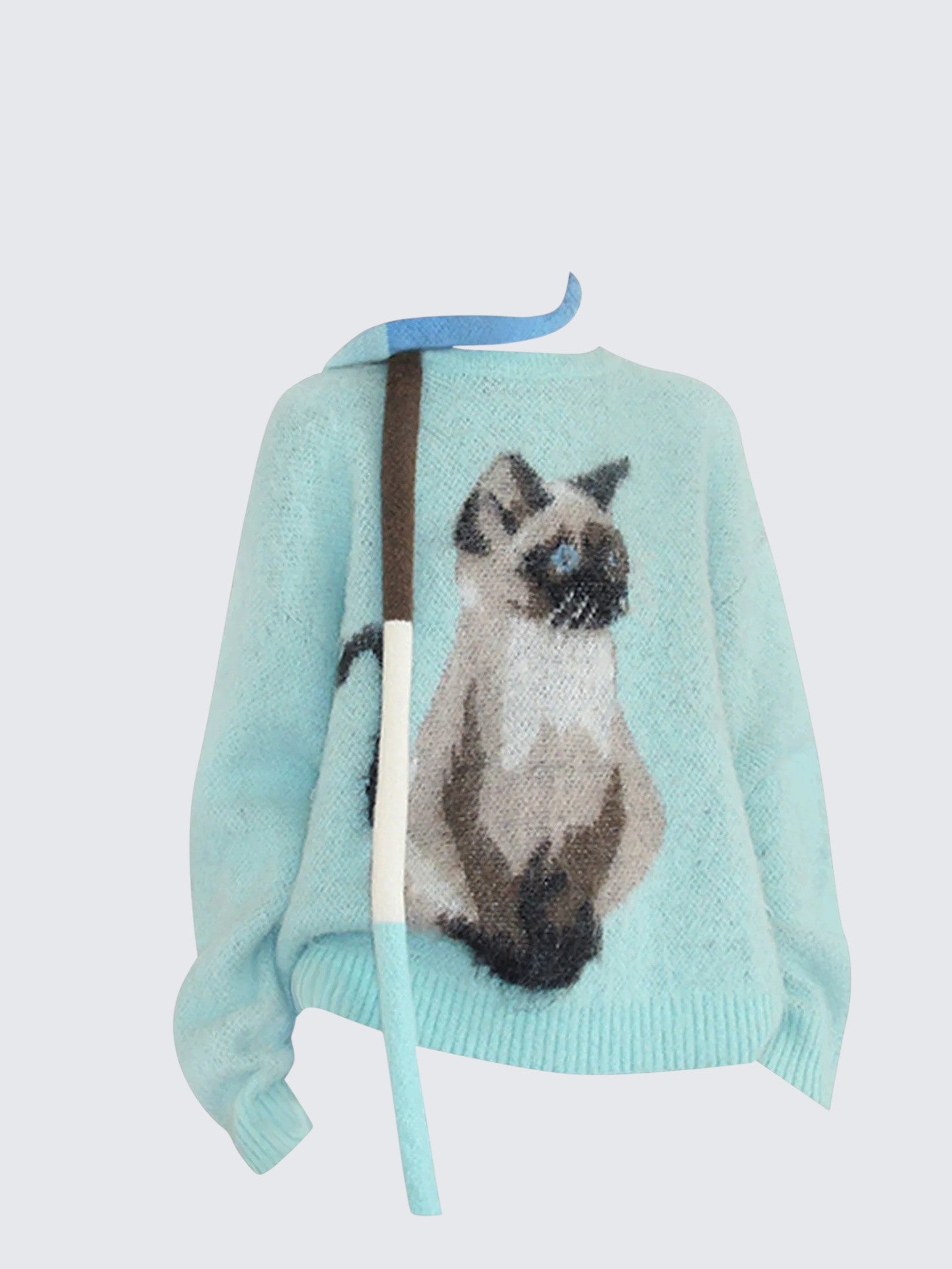 Blue Cat Mohair Sweater with Scarf Women