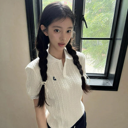 Old Money Cream Cable Knit Polo Top  Slim Fit Short Sleeve Structured Shirt