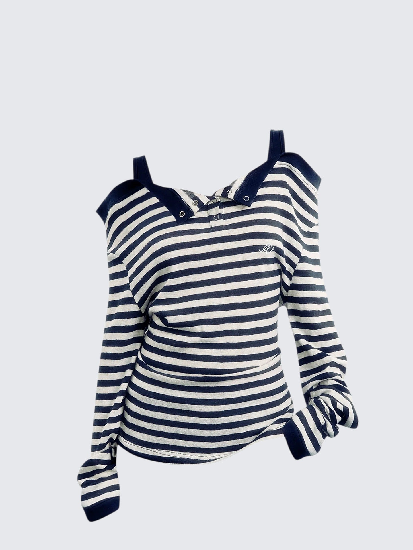 Vintage Stripe Off Shoulder Long Sleeve Tee