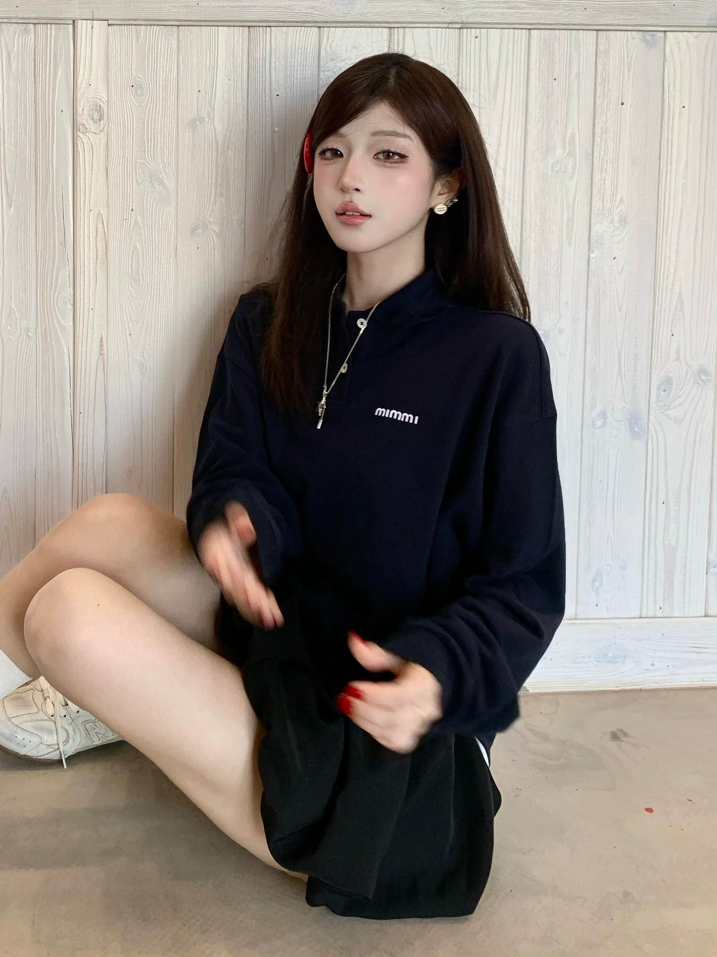 High Society Style Polo Long Sleeve Tee Relaxed Fit Autumn Top