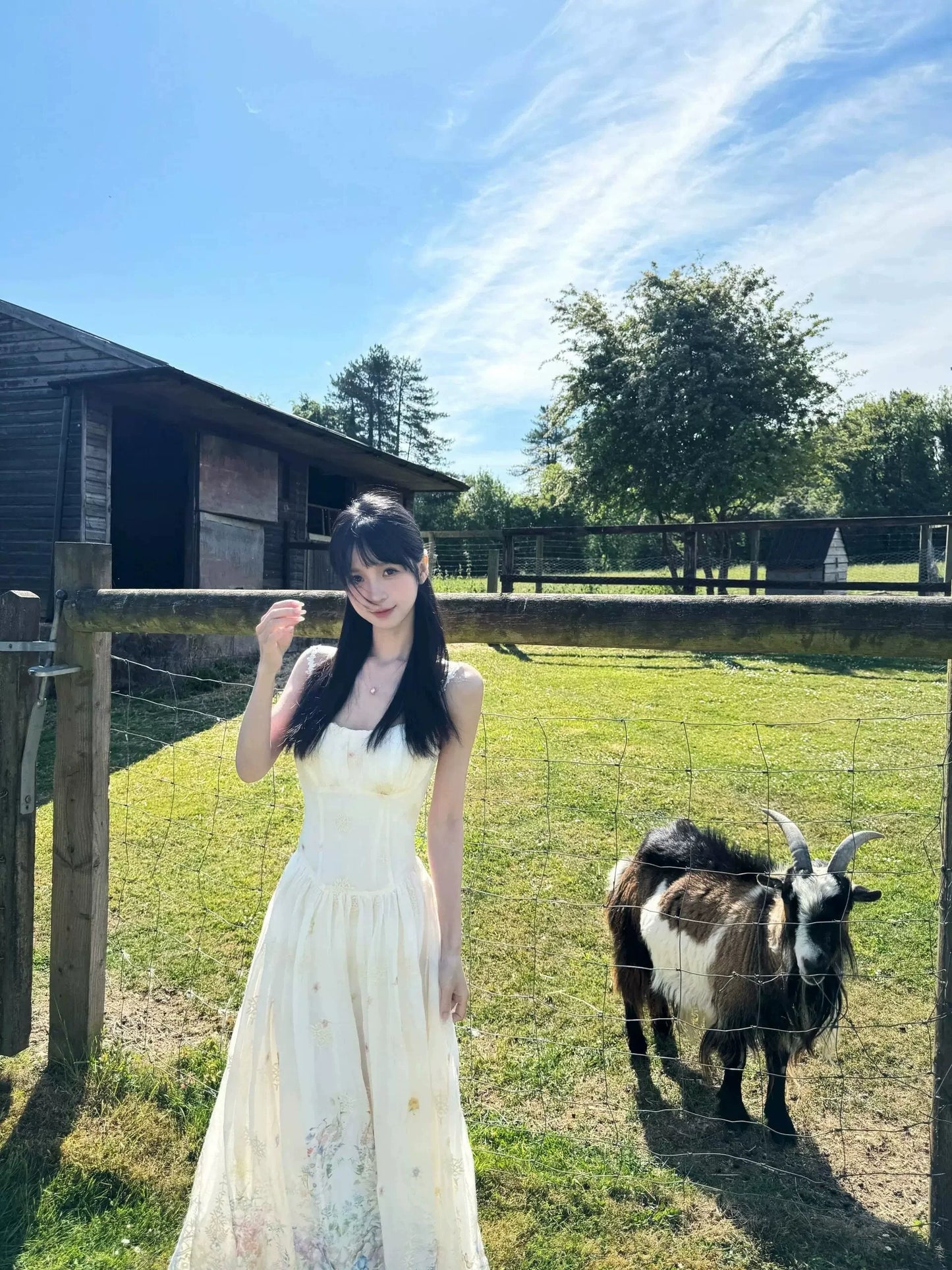 Secret Garden Heavy Embroidery Spaghetti-Strap Beach Dress