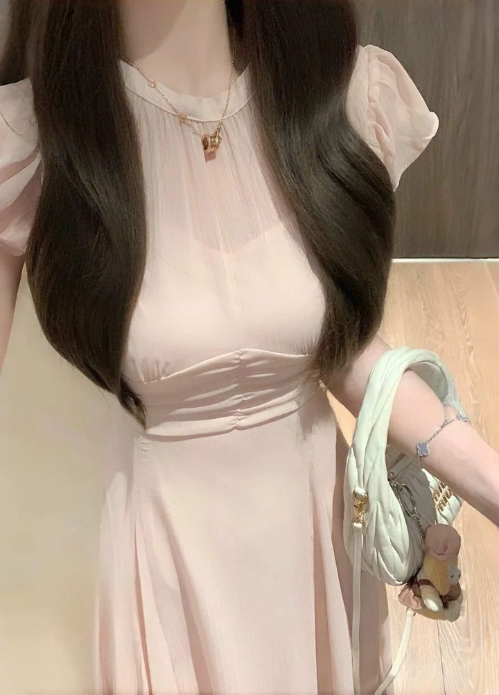 Petite-Friendly Japanese-Style Ruffled Smocked Maxidress