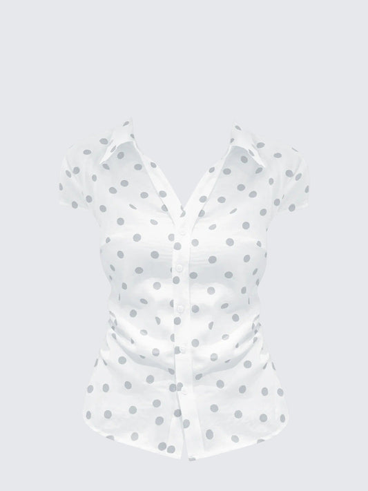 Korean Dot Shoulder Shirt