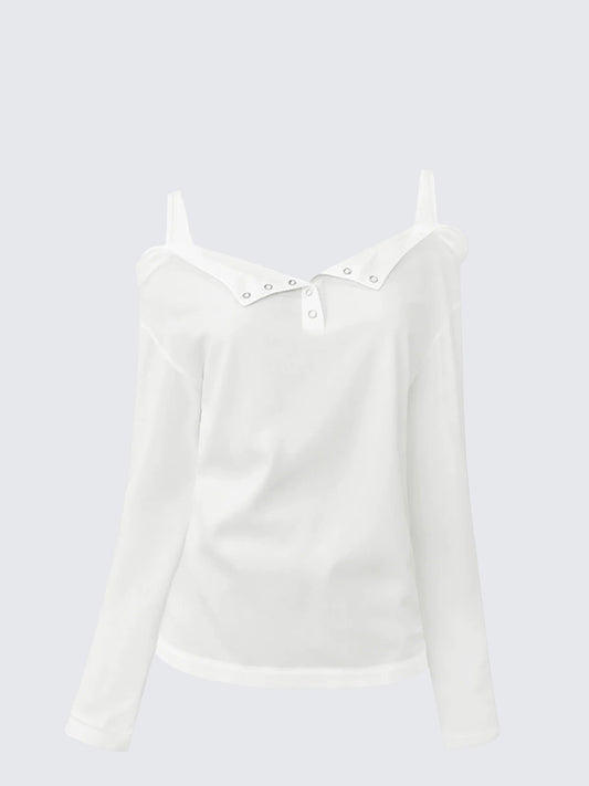 One Shoulder White Tee