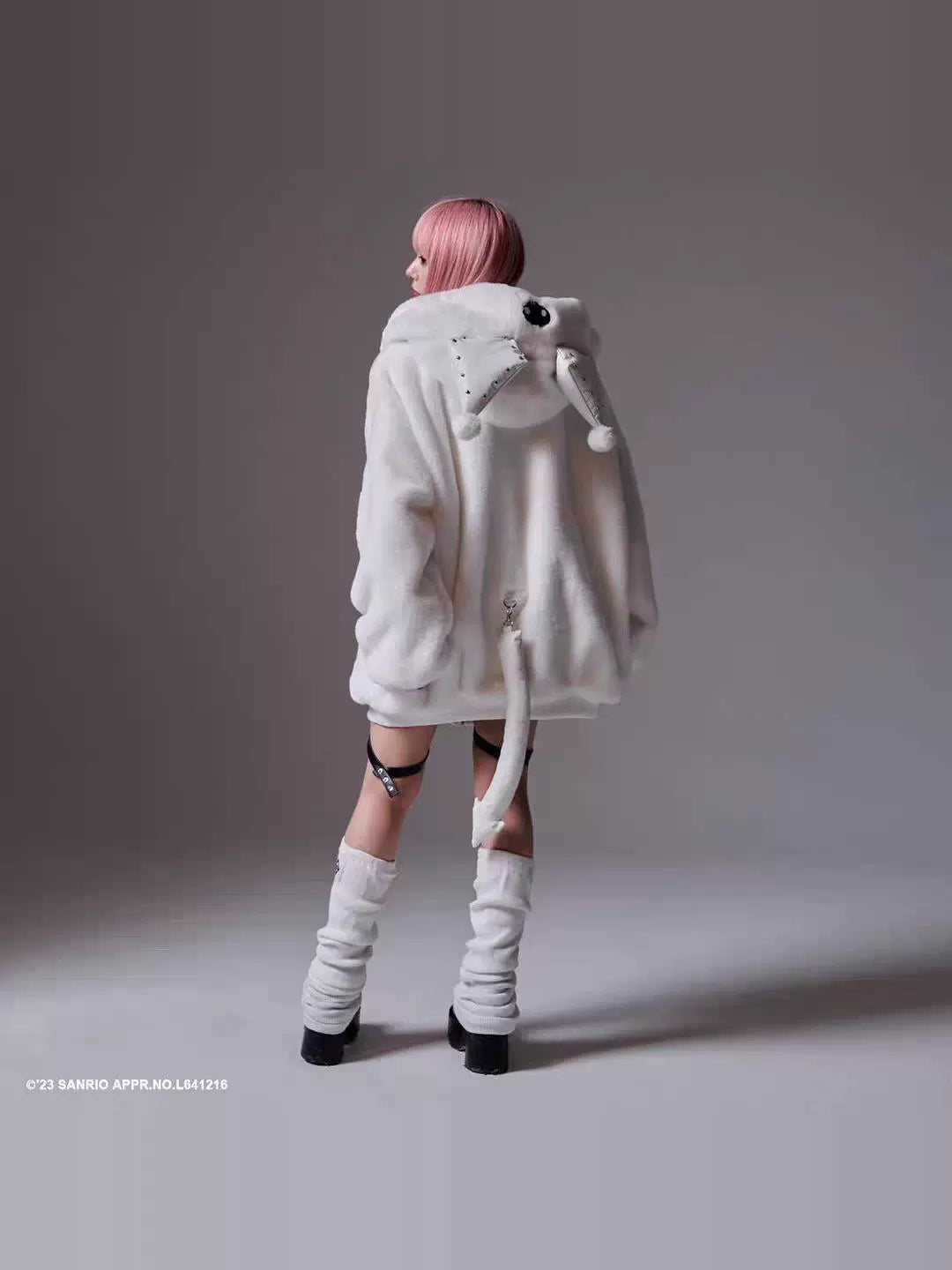 Kuromi Faux Fur Coat Harajuku