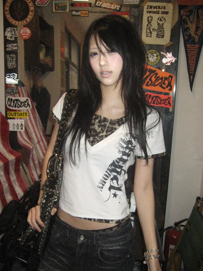 Leopard V Neck Layered Tee