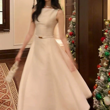 French Waist White Luxury Gown Dress