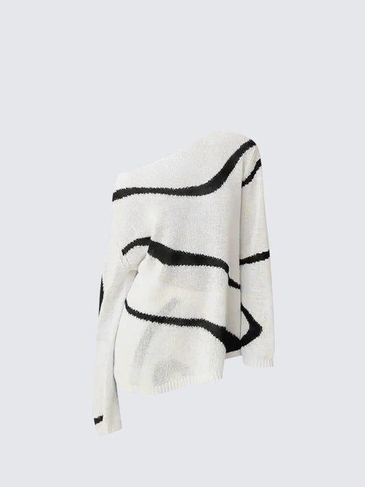 Off Shoulder Stripe Knit Women