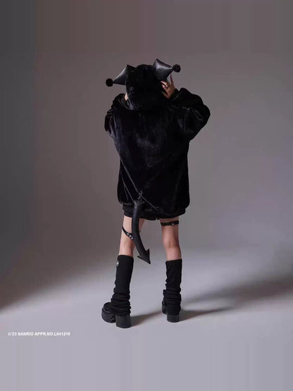 Kuromi Faux Fur Coat Harajuku