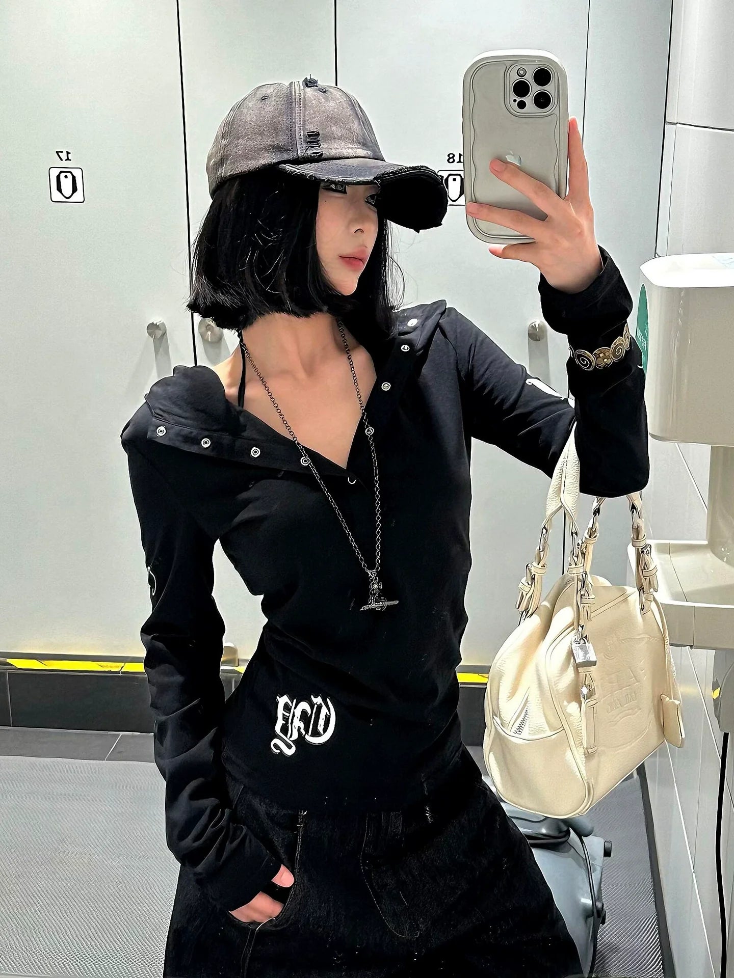 Y2K Sun Protection Hooded Long Sleeve Punk Top