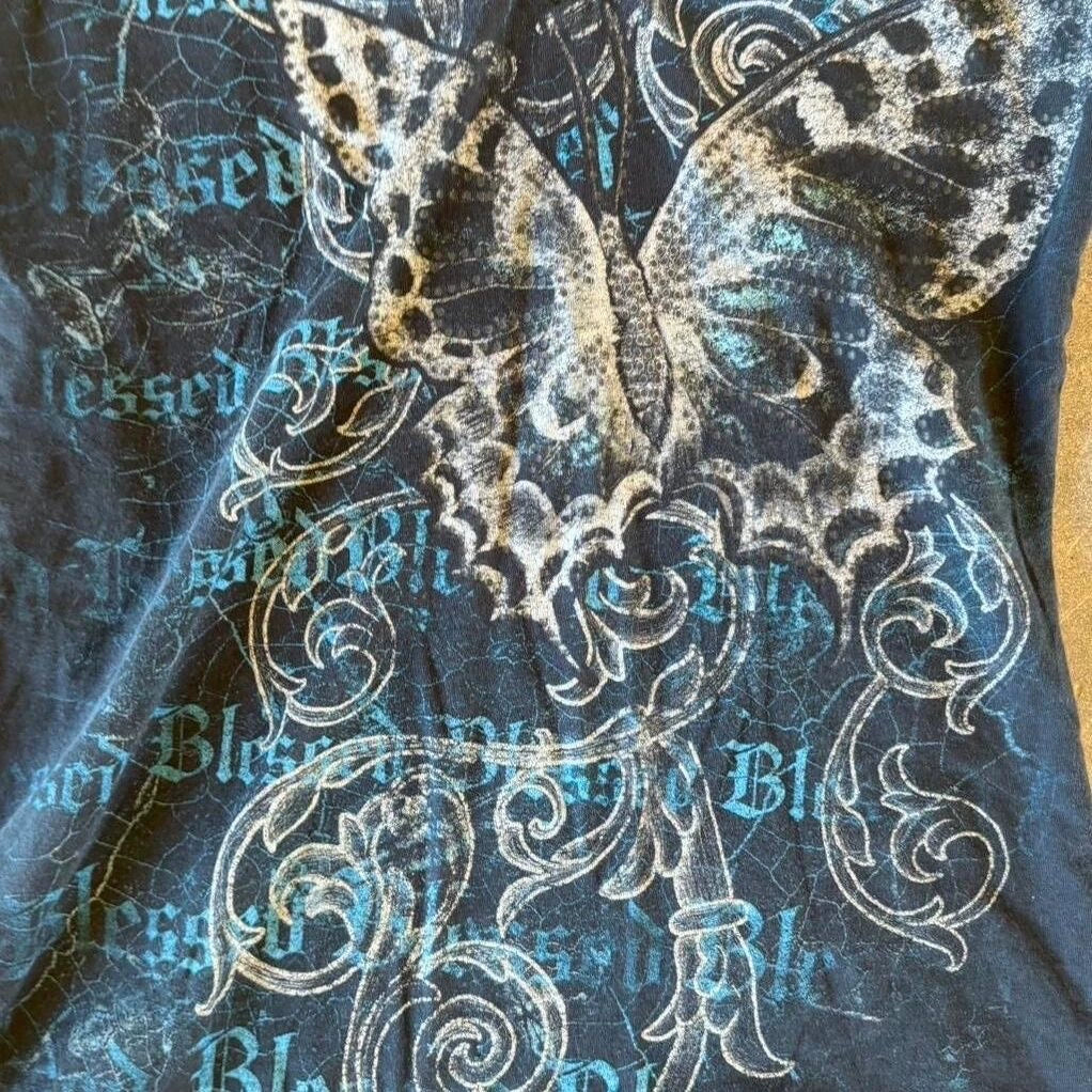 Tie-Dye Butterfly Subculture Y2K Shibuya Girl Abi American Vintage V-neck Slim-Fit Top