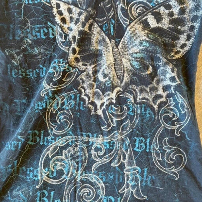 Tie-Dye Butterfly Subculture Y2K Shibuya Girl Abi American Vintage V-neck Slim-Fit Top