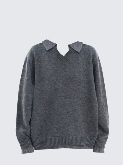 Layered V-Neck Knit Sweater Women