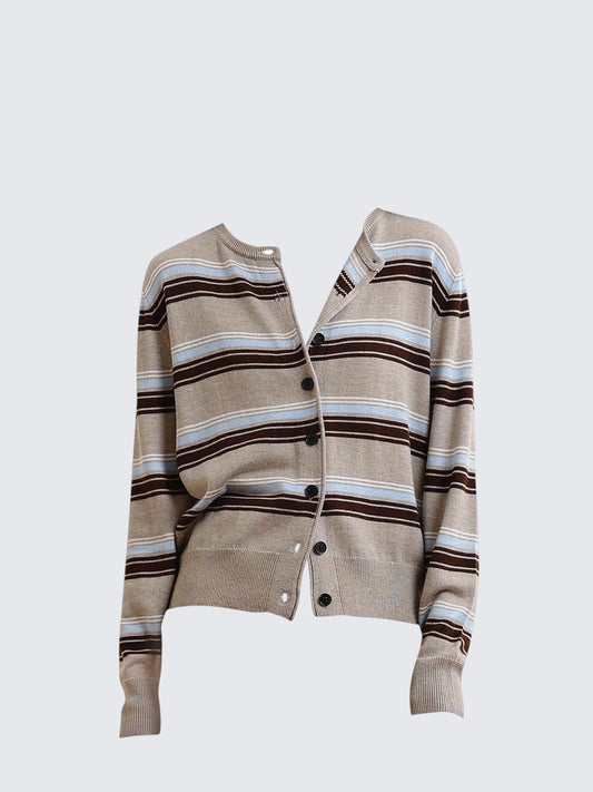 Color Stripe Knit Cardigan Women