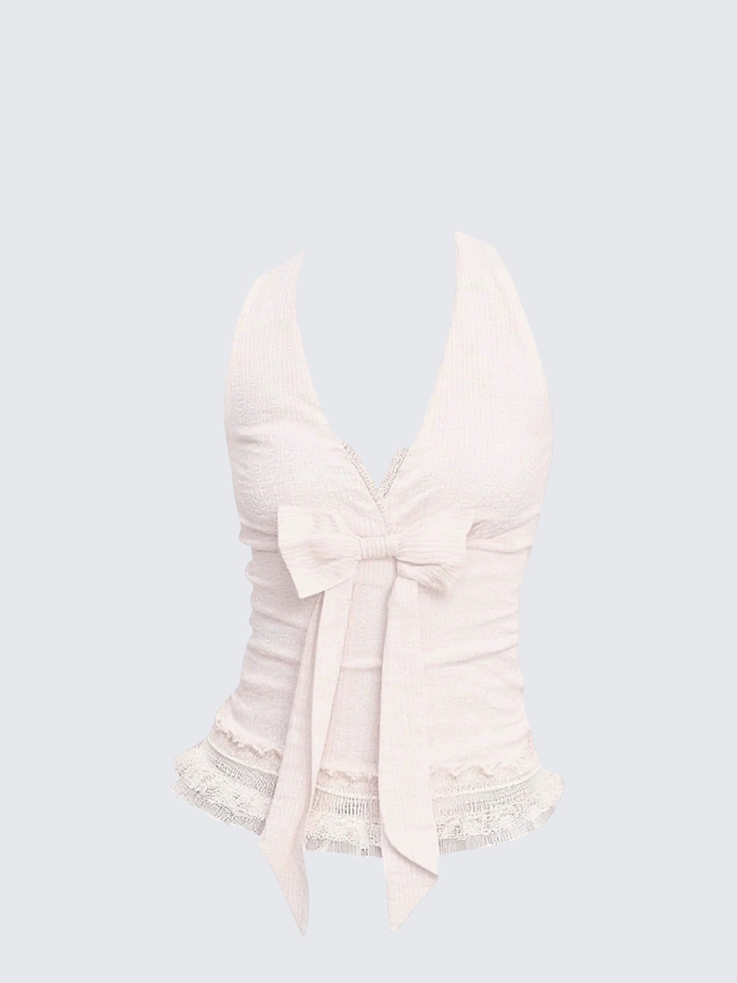 Pink Bow Lace Halter Top