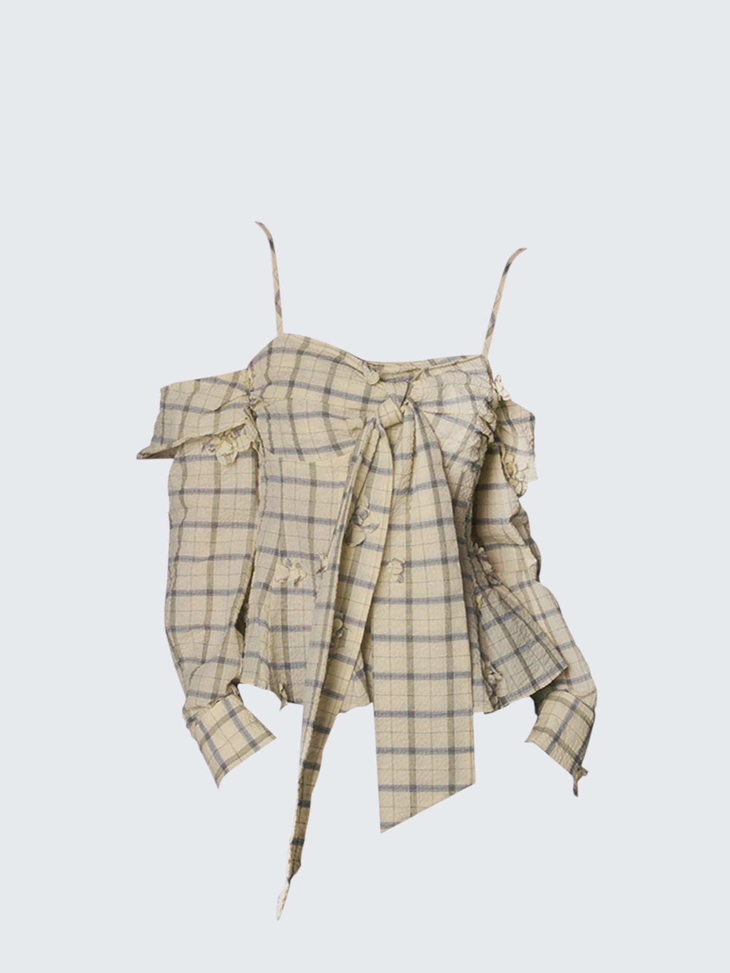 Plaid Bow Tank Shirt Women