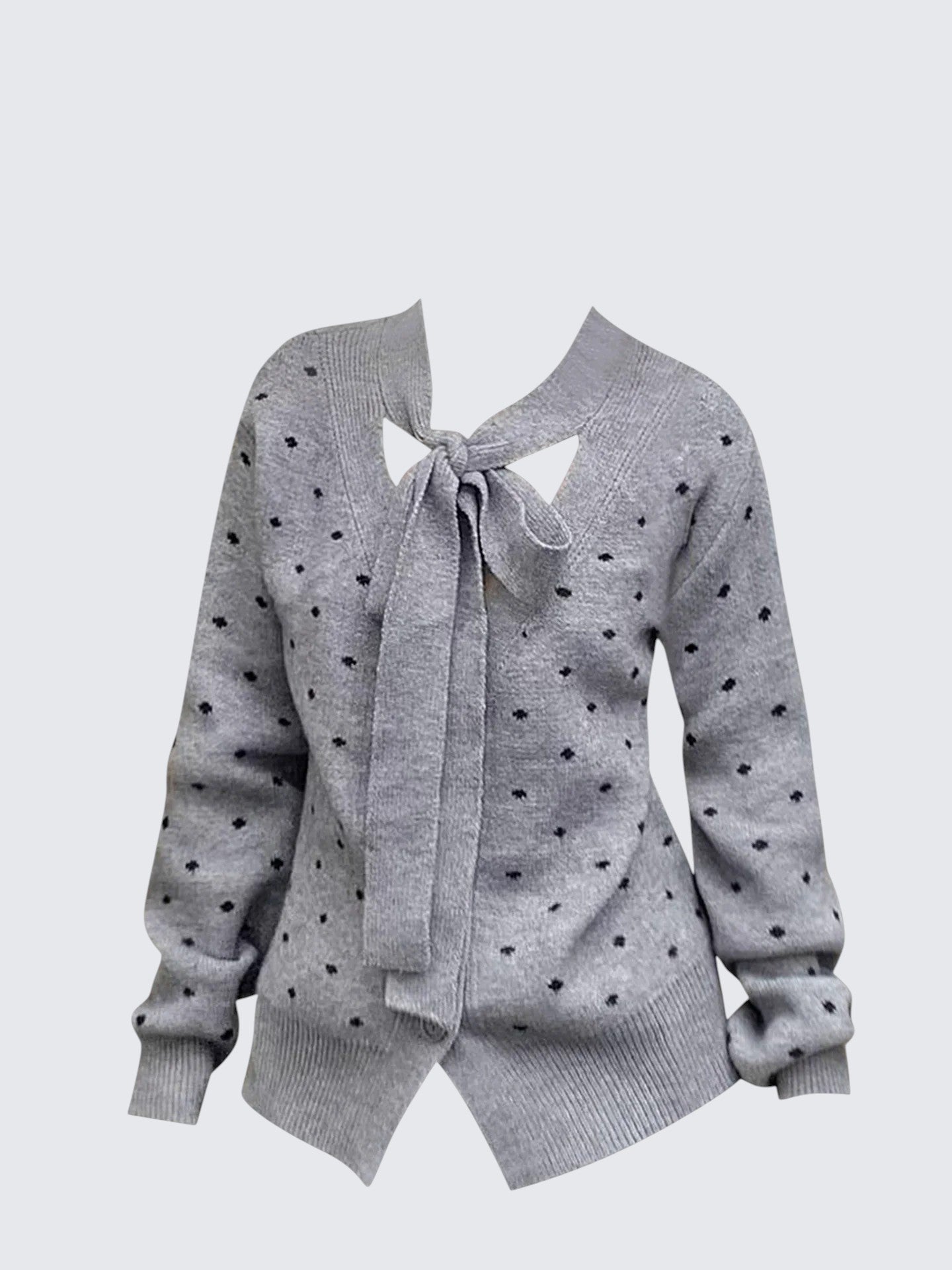 Bow Polka Dot Knit Cardigan Women