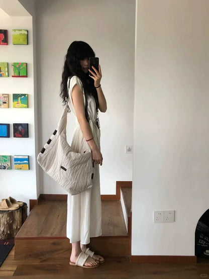 White Cinched-Waist Tank Dress