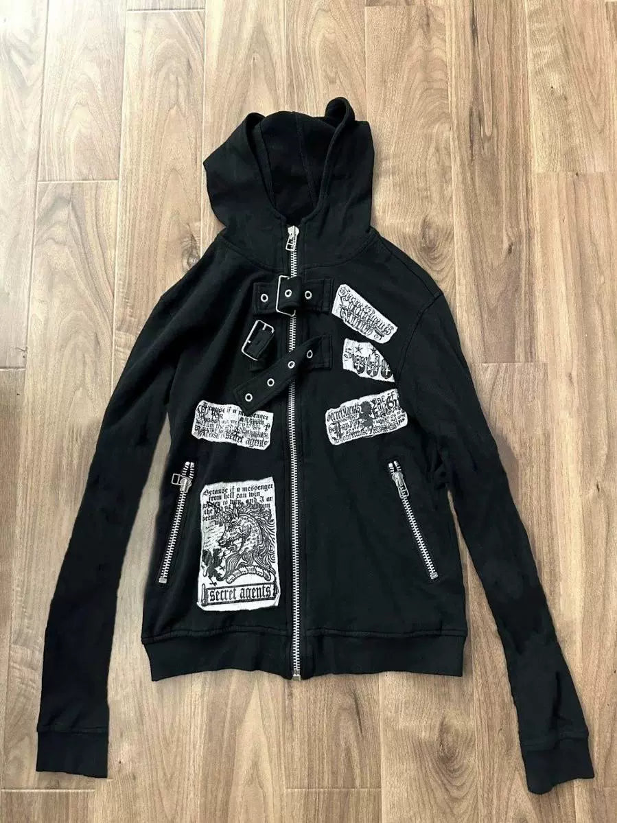 Unicorn Punk Hoodie Jacket Subculture Rock Punk Y2K Shibuya Girl Japanese Brand Retro Autumn/Winter Zipper Jacket