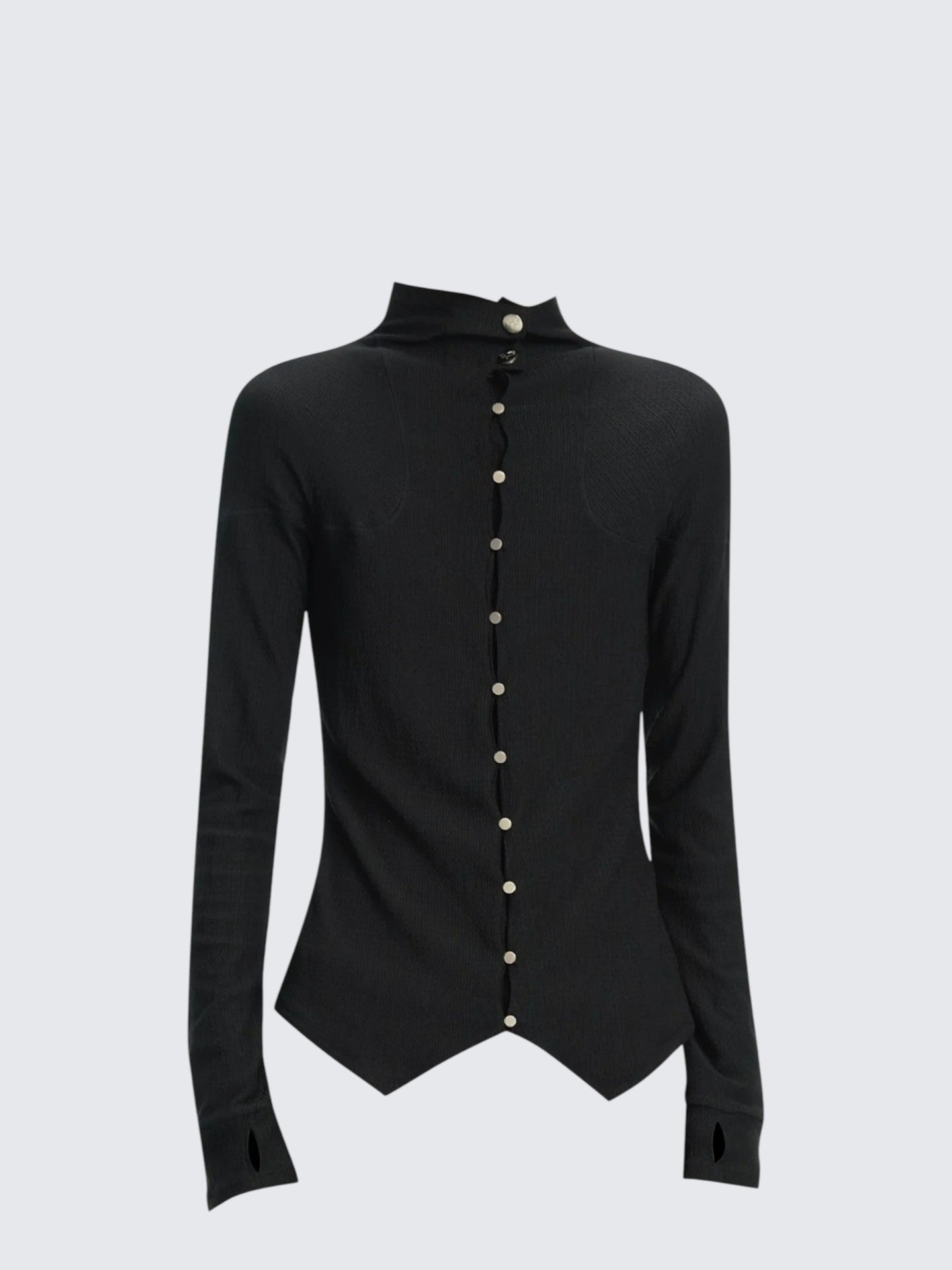 Vintage Black Stand Collar Cardigan