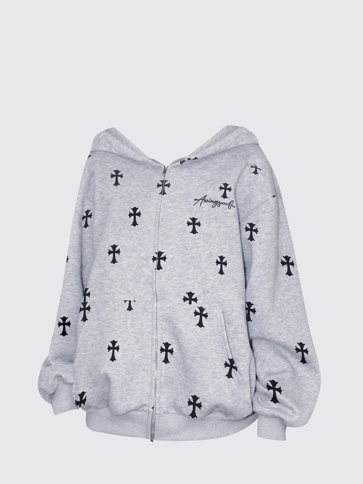 Vintage Cross Print Hoodie