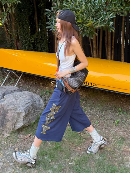 Vintage Baggy Cropped Pants for Summer Streetwear