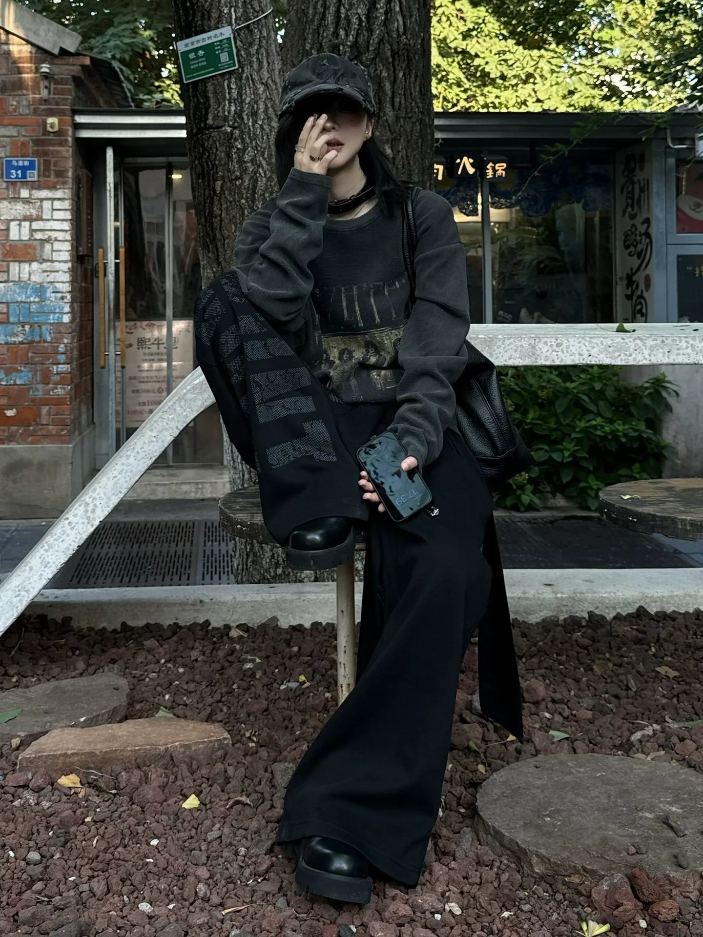 Punk Flame Strap Wide-Leg Pants Boxing-Inspired Streetwear Bottoms