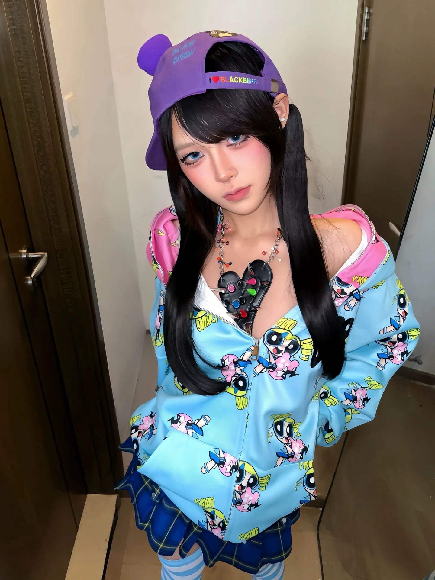 Powerpuff Girls Hoodie Double Hood Y2K Zip-Up Jacket