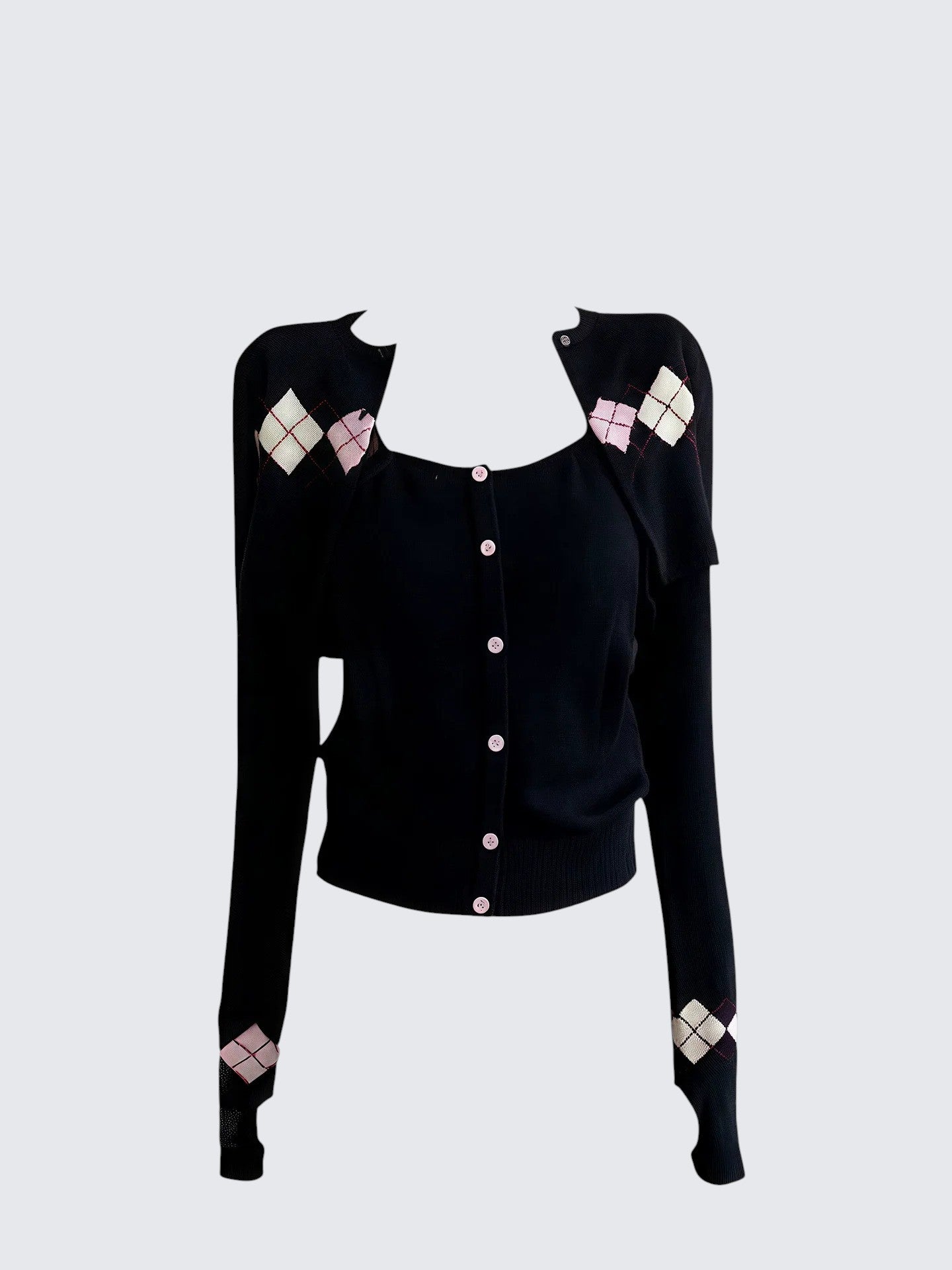 Korean Diamond Knit Cardigan Set