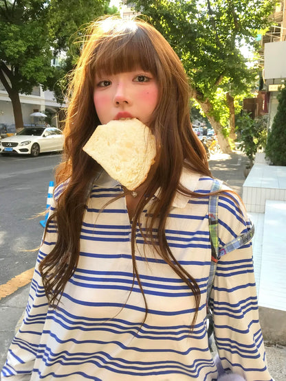 Blue Striped Polo Tee