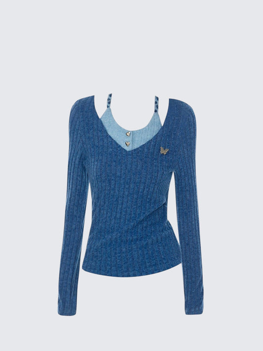 Faux Layered Knit Top