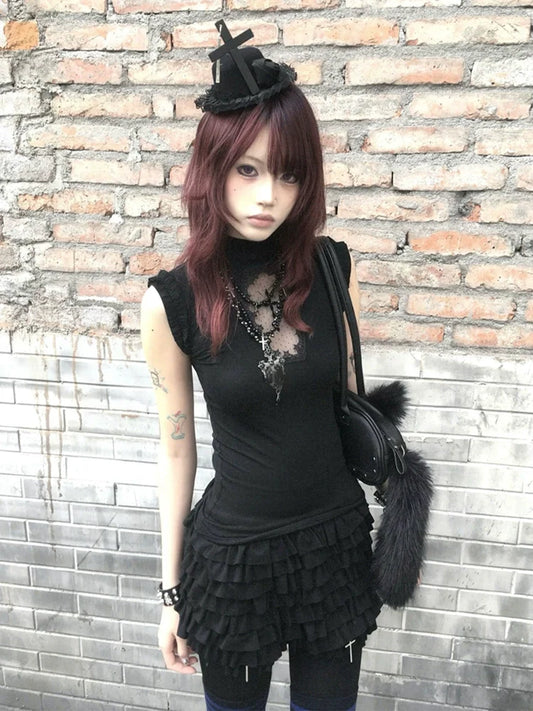 Y2K Cross Cutout Sleeveless Top