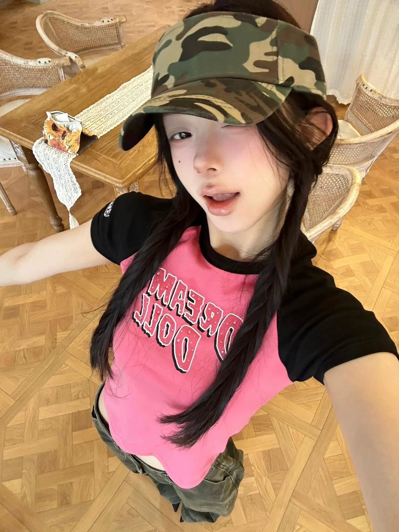 American Pink Raglan Diamond Tee