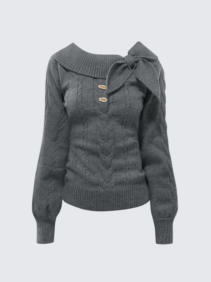 Korean Bunny Ear Collar Knit Sweater