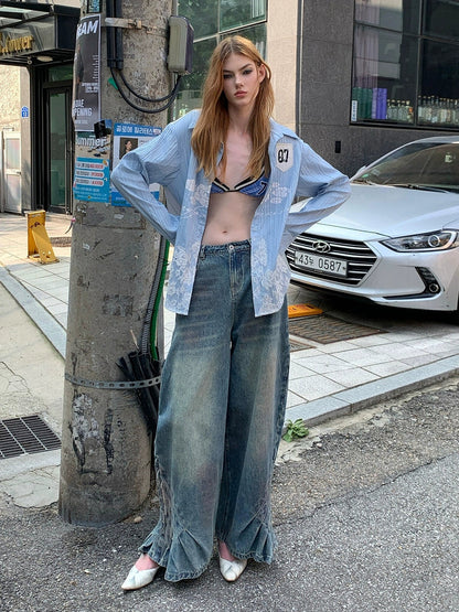 Vintage Blue Striped Shirt
