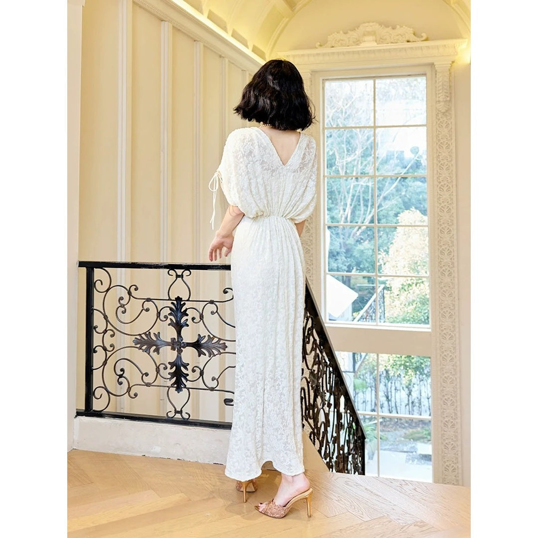 Knitted Sequin Knot Gown Prom Dress