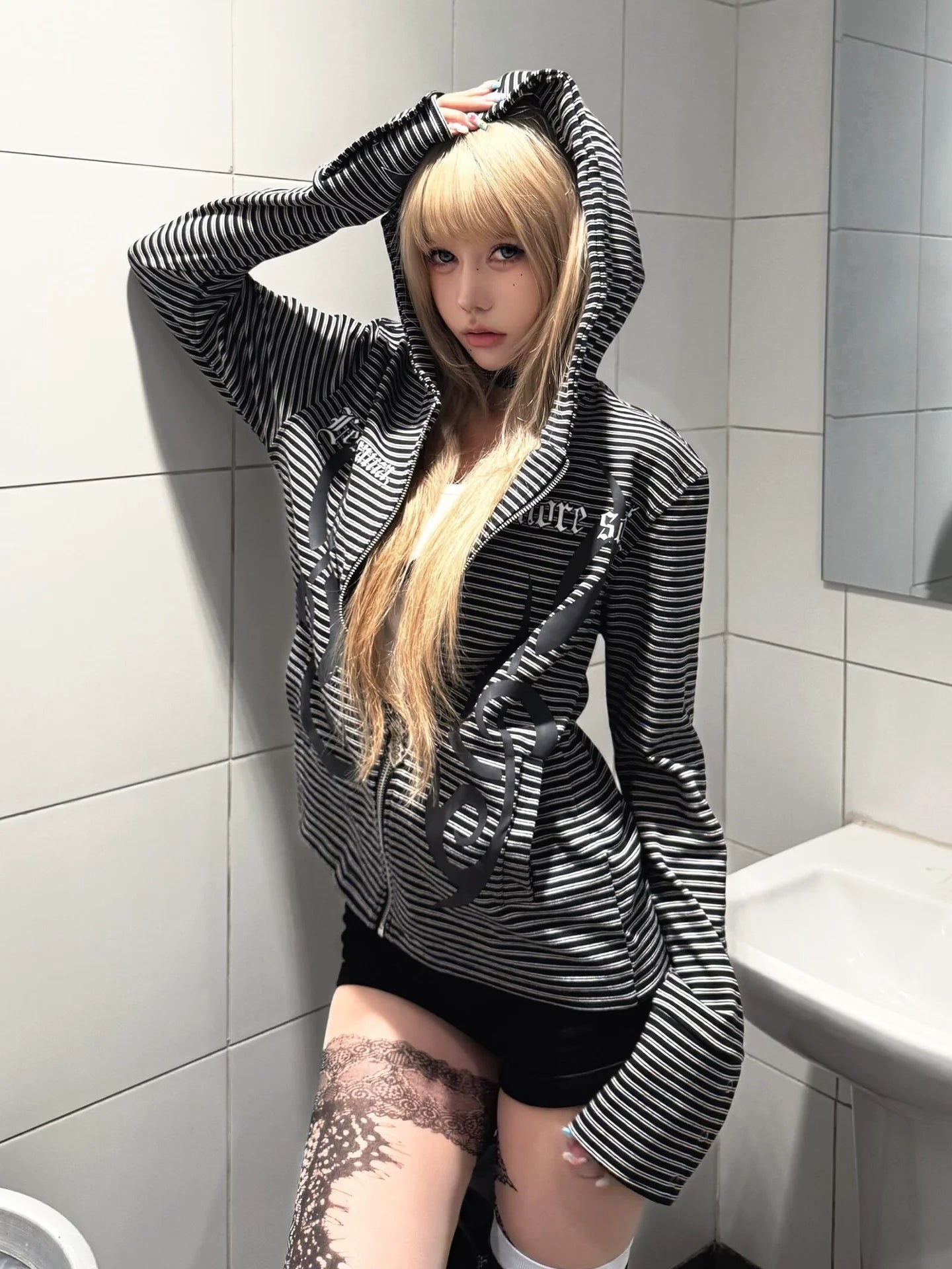 Visual Kei Slim Fit Hoodie Autumn-Winter Zipper Pullover Visual Kei Punk Top