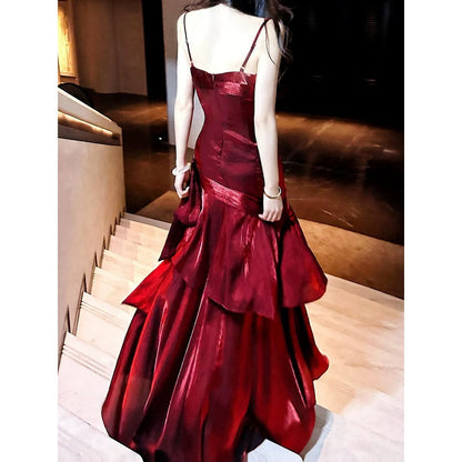 Mermaid Red Ruffle High-End Gown Dress
